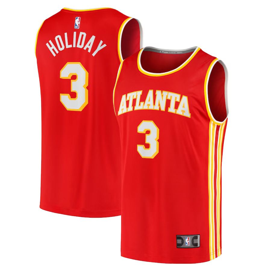 Men Atlanta Hawks #3 Aaron Holiday Fanatics Branded Red Fast Break Replica NBA Jersey